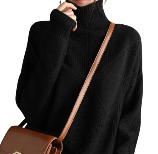 ANGELA - Jersey de cuello alto geométrico moderno