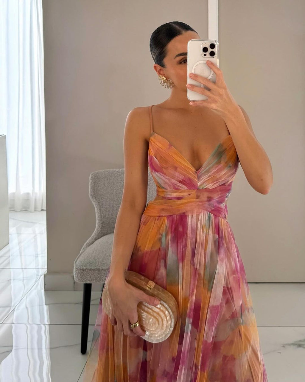 VERÓNICA - Vestido largo con estampado floral encantador
