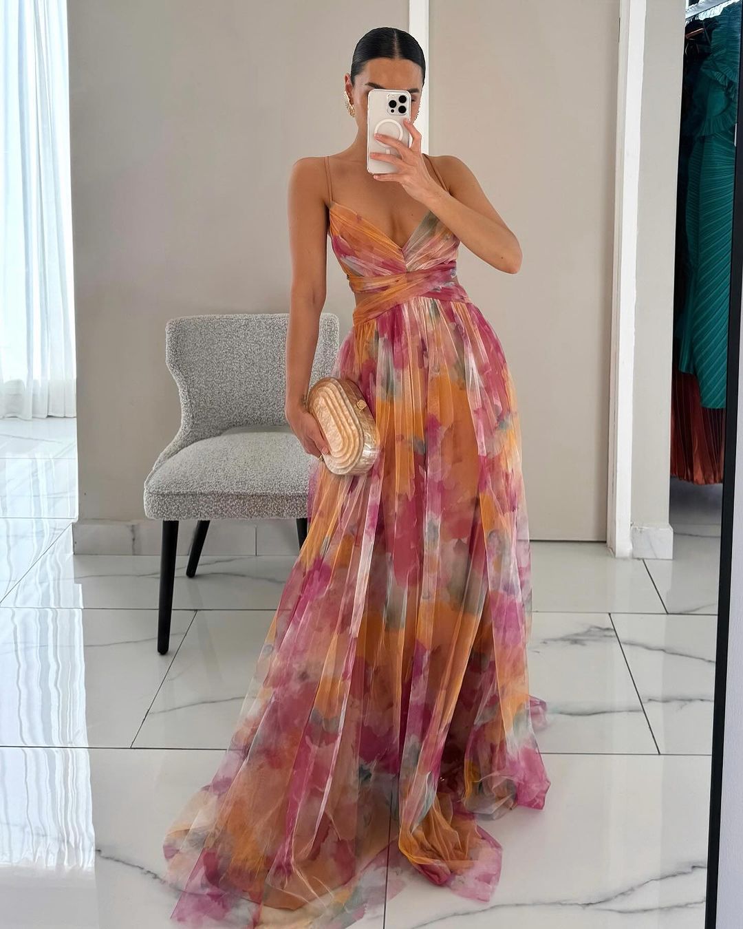 VERÓNICA - Vestido largo con estampado floral encantador