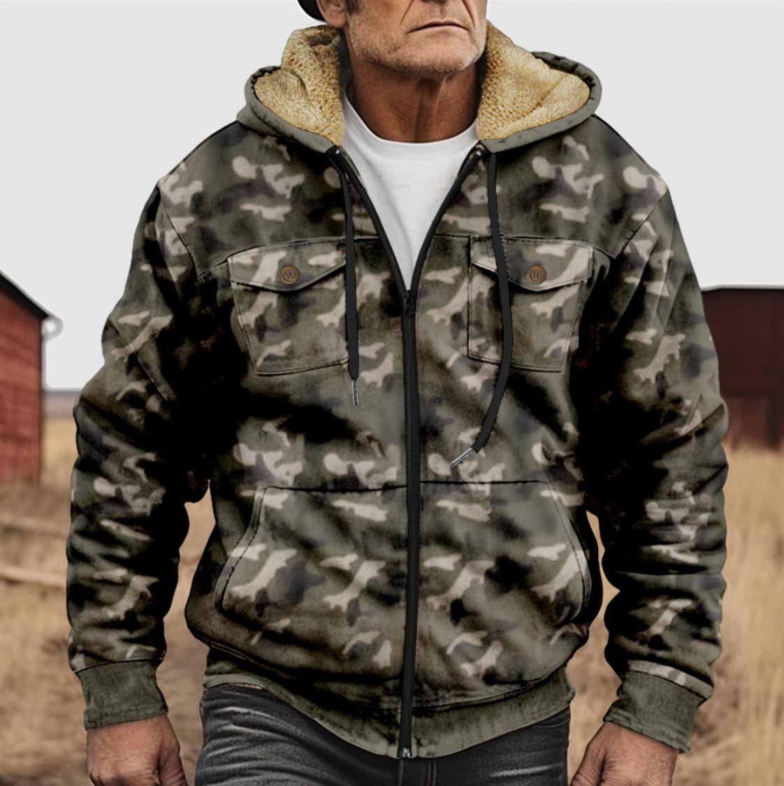 DAVID - Cazadora con capucha estilo militar