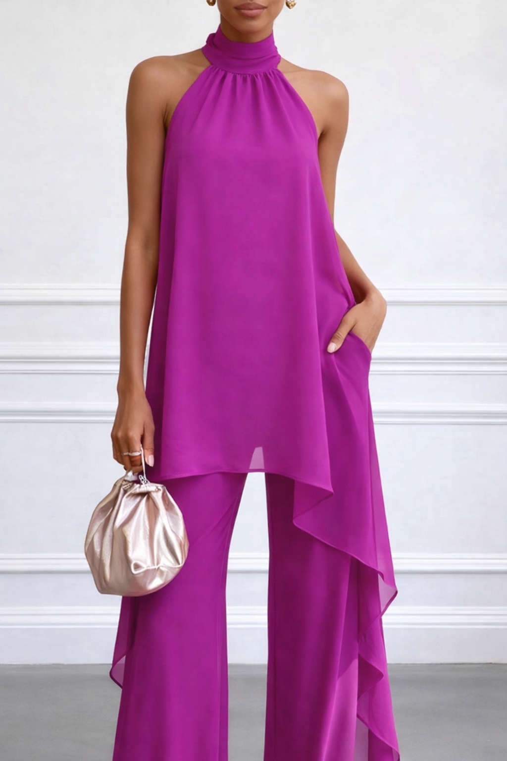 BÁRBARA | Elegante conjunto de cuello Halter con pantalón