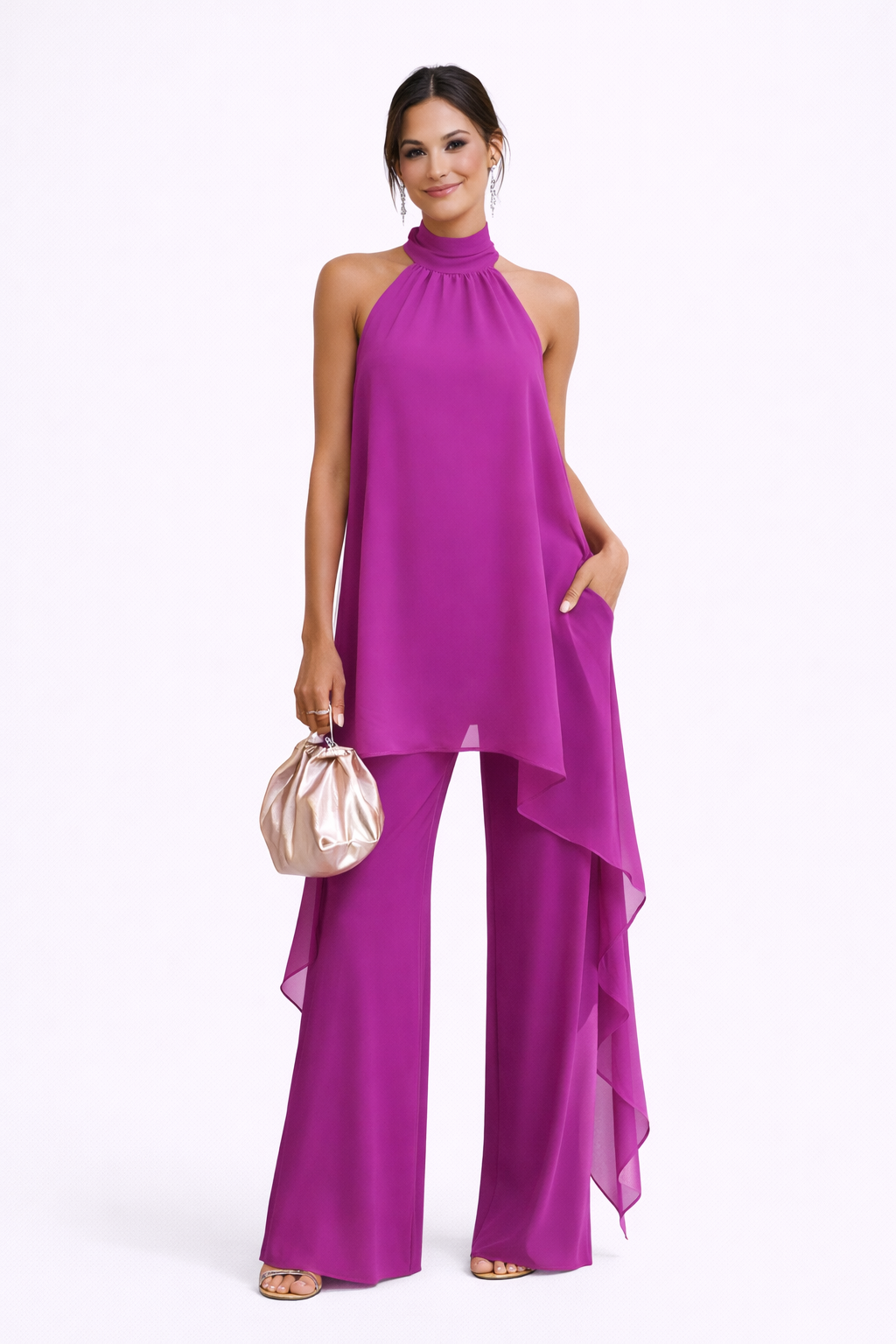 BÁRBARA | Elegante conjunto de cuello Halter con pantalón