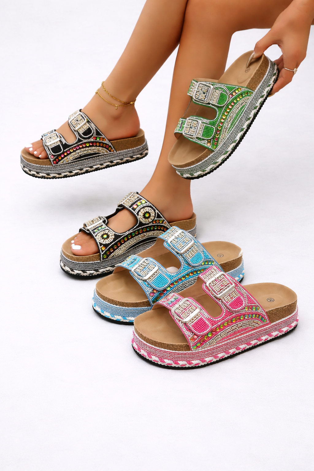 TRIANA - Sandalias de plataforma con cuentas de estilo Boho
