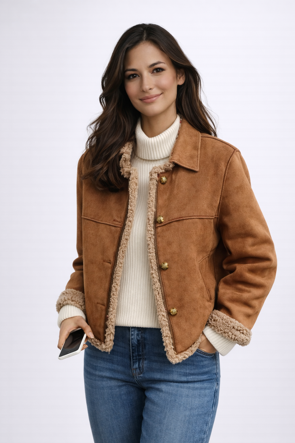 LETICIA - Chaqueta de piel de oveja con botones.