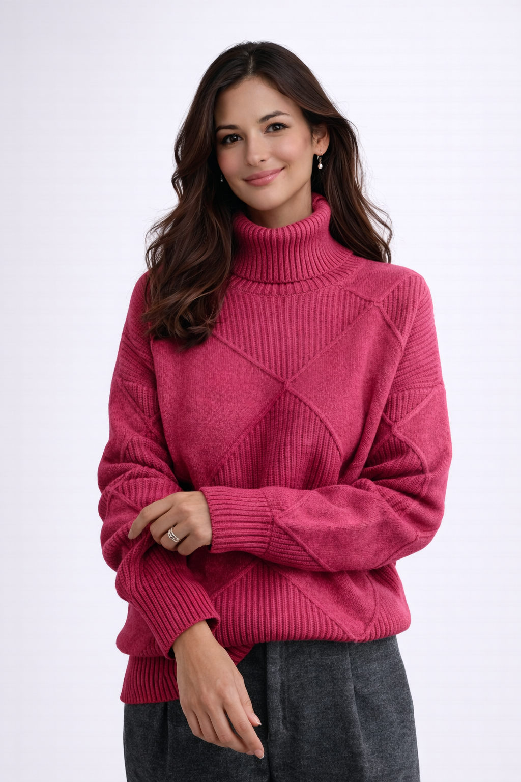 ANGELA - Jersey de cuello alto geométrico moderno