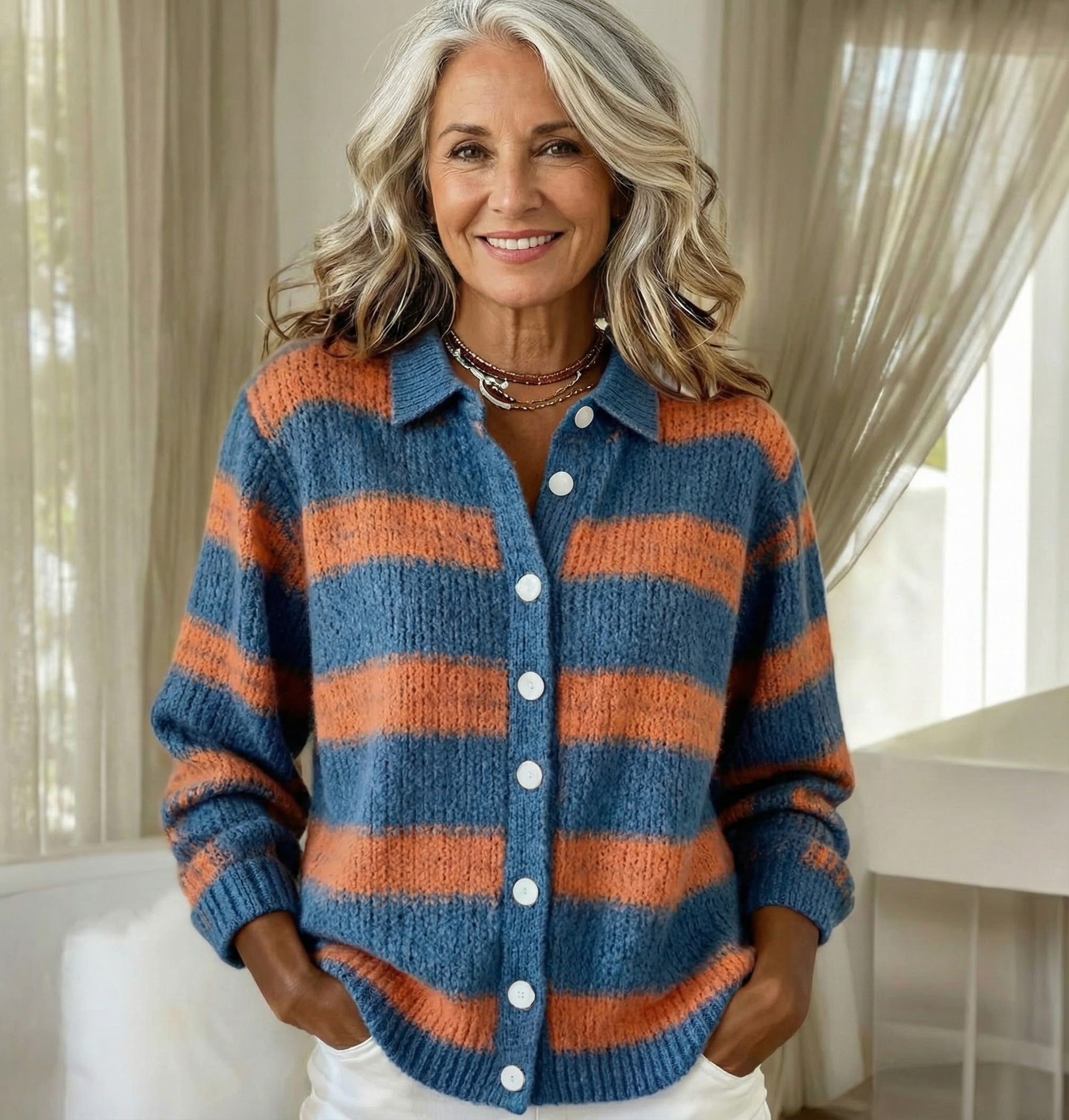 MARTINA - Blusa de cuadros en cálidos tonos otoñales.