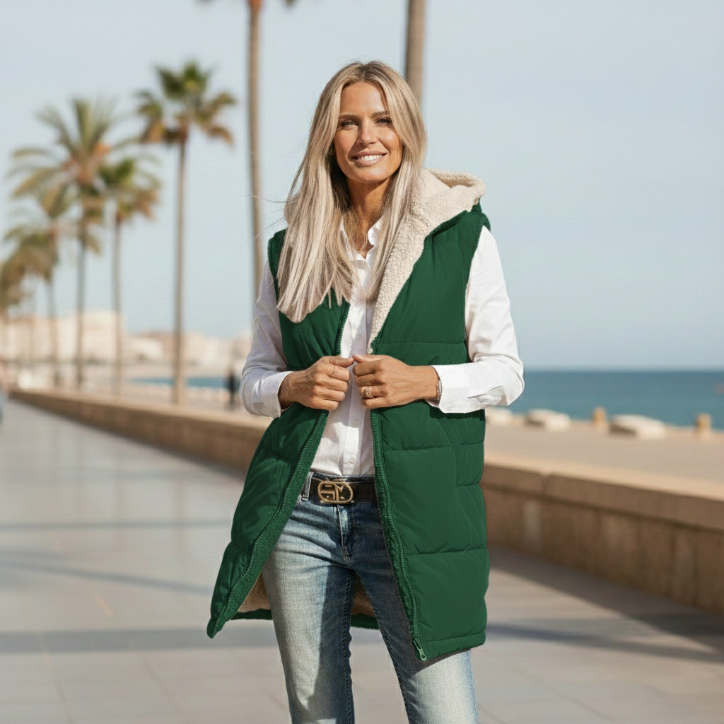 CINTIA – Chaleco reversible con capucha y forro polar