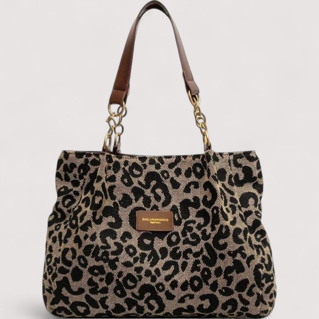 AURORA - Bolso de lona con estampado de leopardo, práctico y elegante.