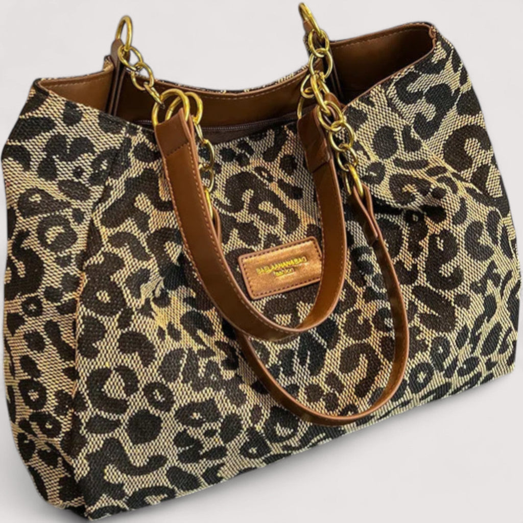 AURORA - Bolso de lona con estampado de leopardo, práctico y elegante.