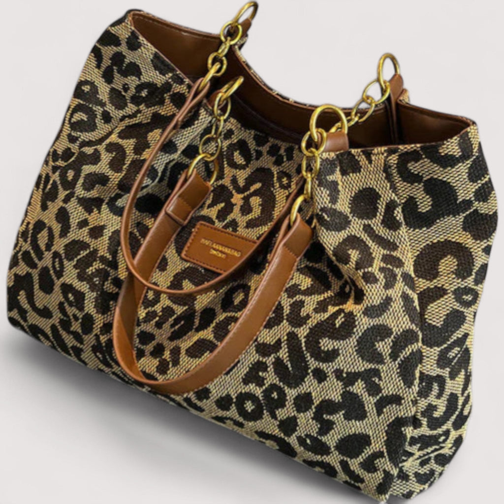 AURORA - Bolso de lona con estampado de leopardo, práctico y elegante.