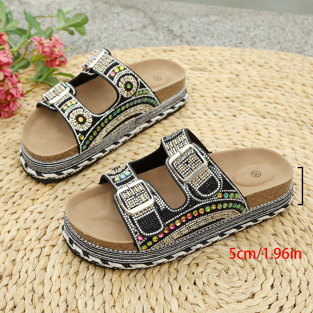 TRIANA - Sandalias de plataforma con cuentas de estilo Boho