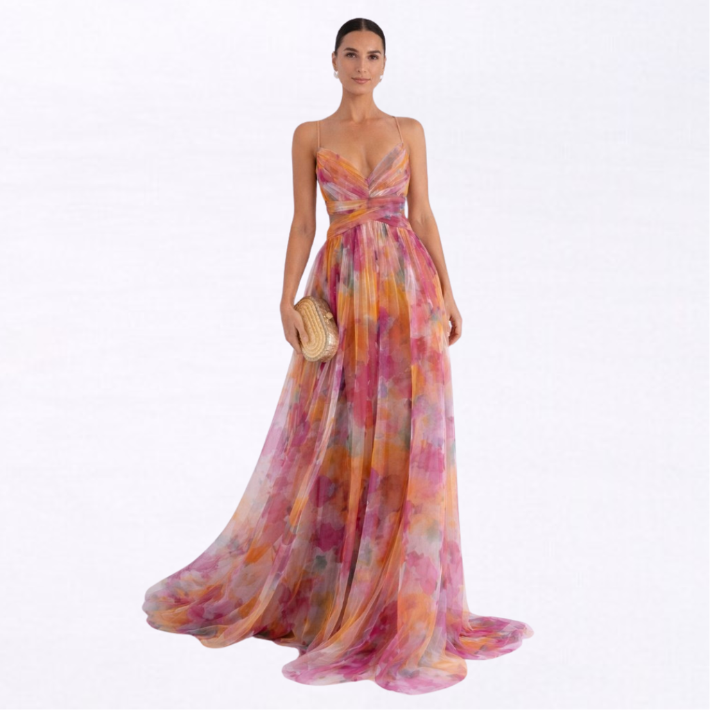 VERÓNICA - Vestido largo con estampado floral encantador