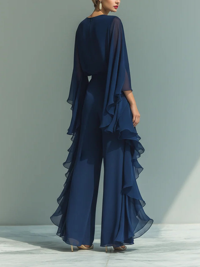 MARÍA JOSÉ - Elegante vestido de gasa con volantes