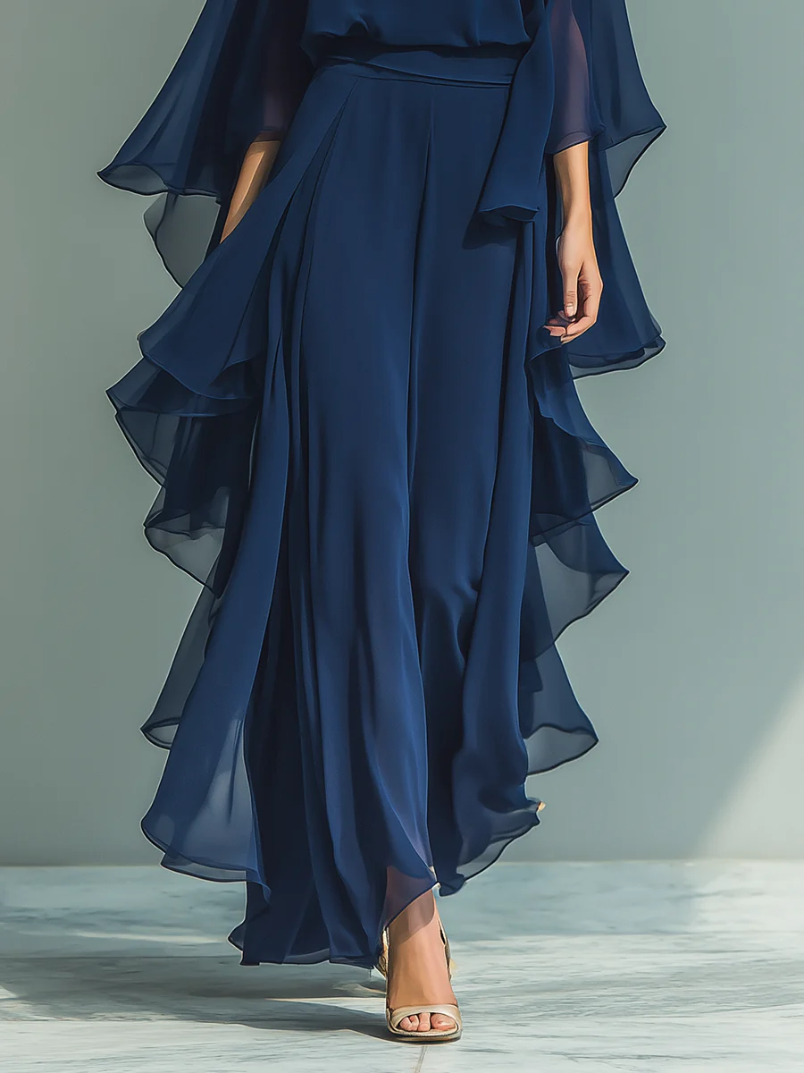 MARÍA JOSÉ - Elegante vestido de gasa con volantes