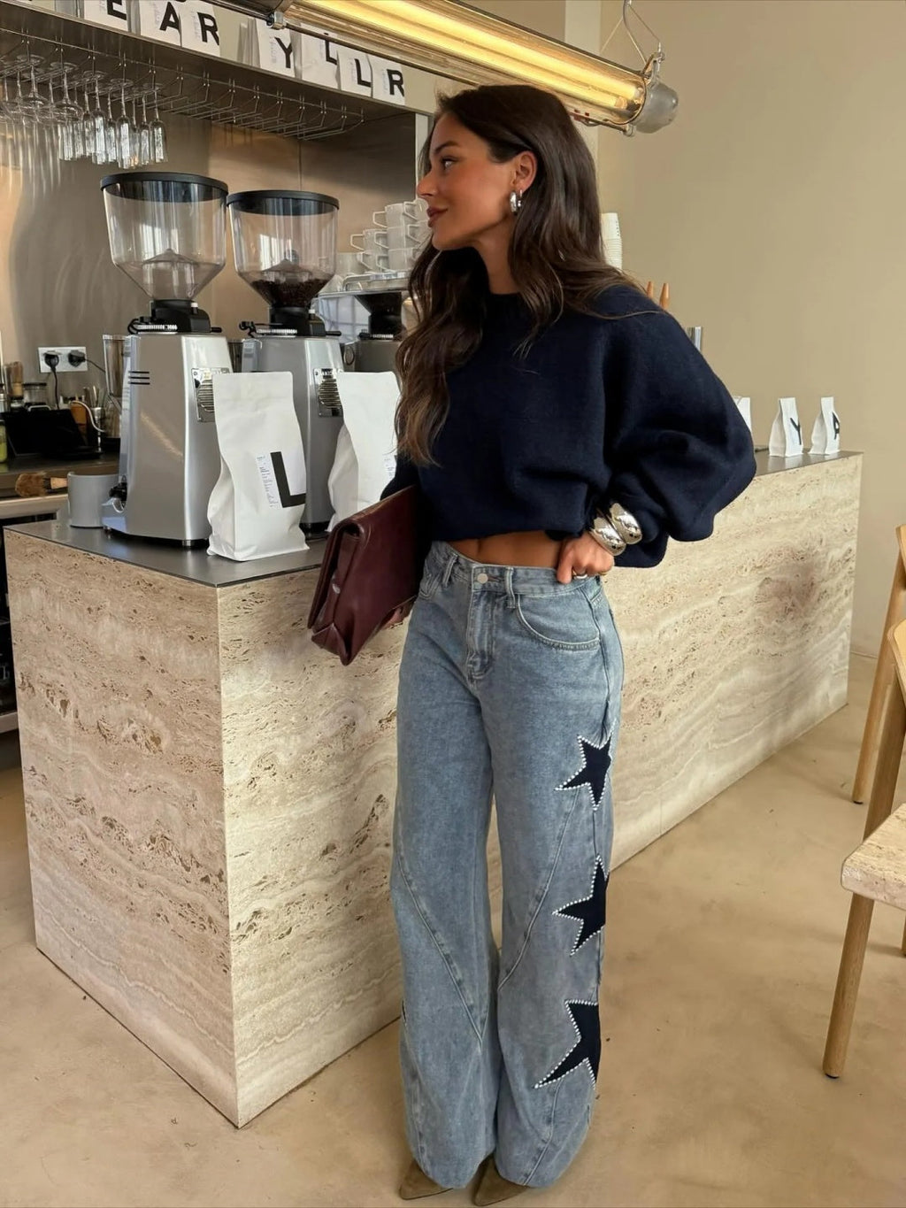 VERA - Vaqueros rectos casuales con estrellas