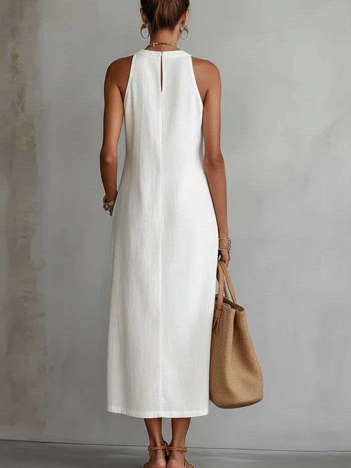JASMIN - Vestido midi con cuello mao