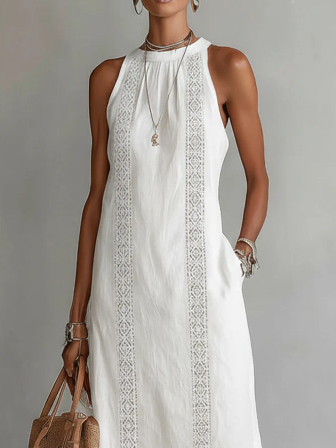 JASMIN - Vestido midi con cuello mao