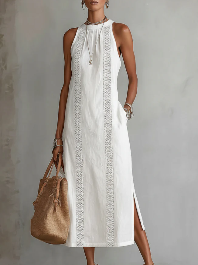 JASMIN - Vestido midi con cuello mao