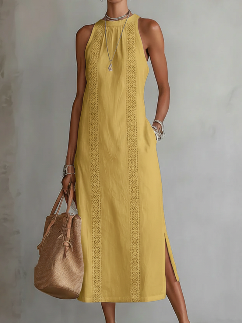 JASMIN - Vestido midi con cuello mao