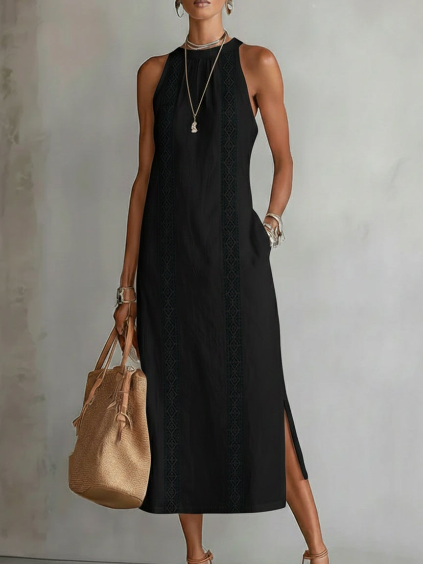 JASMIN - Vestido midi con cuello mao